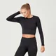 Naisten MP Shape Seamless Ultra Long Sleeve Crop -toppi − Musta