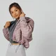 Oversized Quilted Bomber Jacket - Vaaleanpunainen