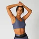 Metallic Asymmetric Sports Bra — Navy