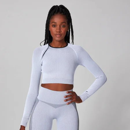 Contrast Seamless Crop Top - Valkoinen
