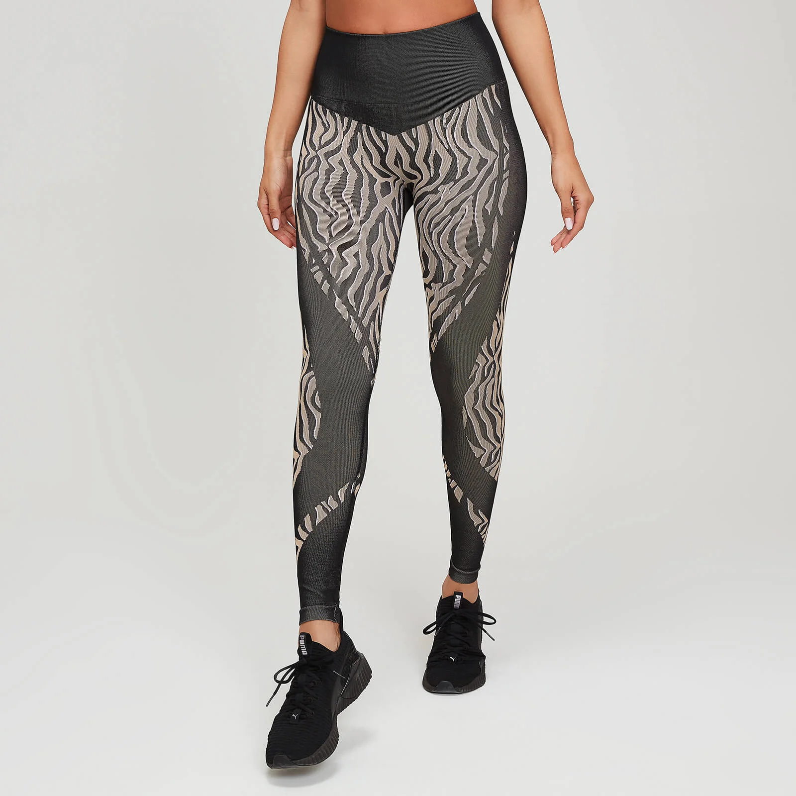 Naisten MP Animal Zebra Seamless Leggings - Black/Praline - XS Image 1
