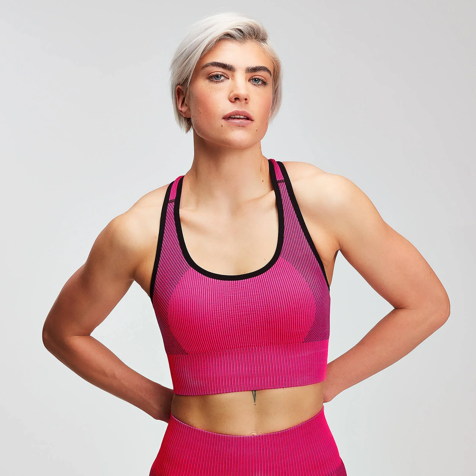 Naisten MP Contrast Seamless Sports Bra - Super Pink - XS Image 1