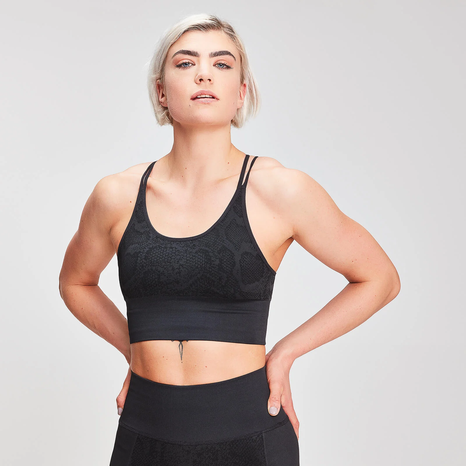 Naisten MP Animal Snake Seamless Sports Bra - Black - XS Image 1