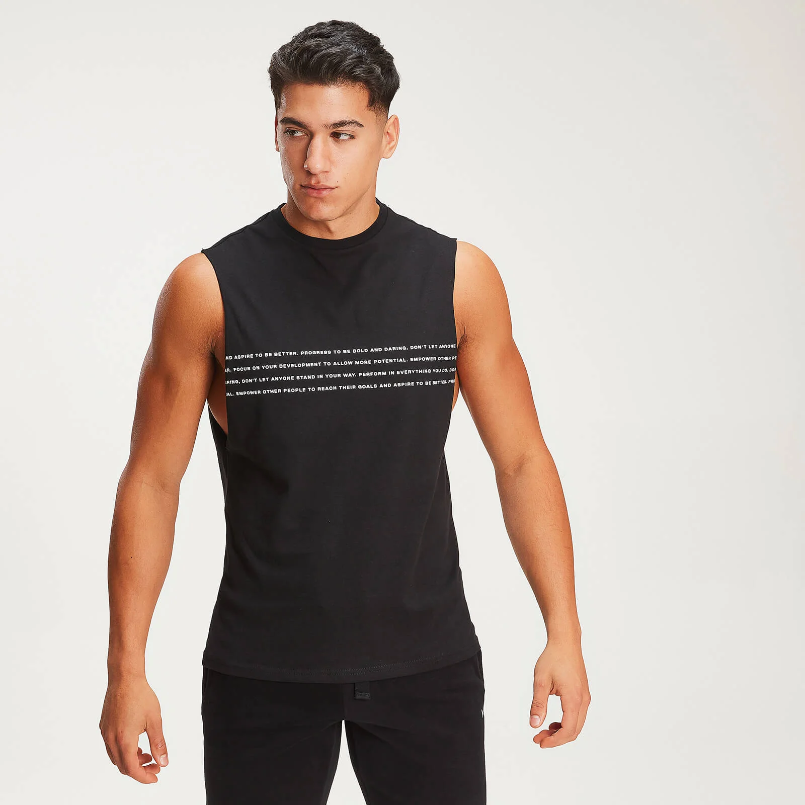 Rest Day Slogan Drop Armhole Tank - Musta - XS Image 1