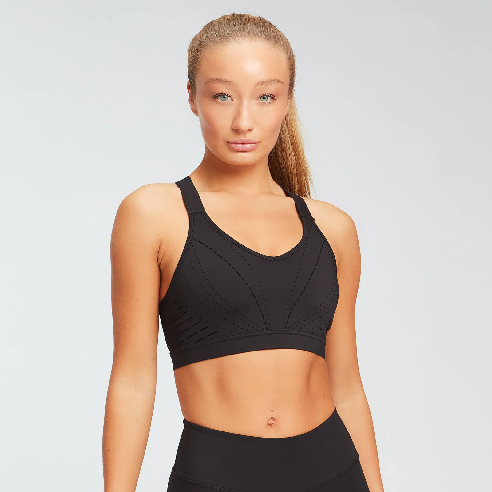 Naisten MP Geo Print Placement -urheilutoppi − Musta - XS Image 1