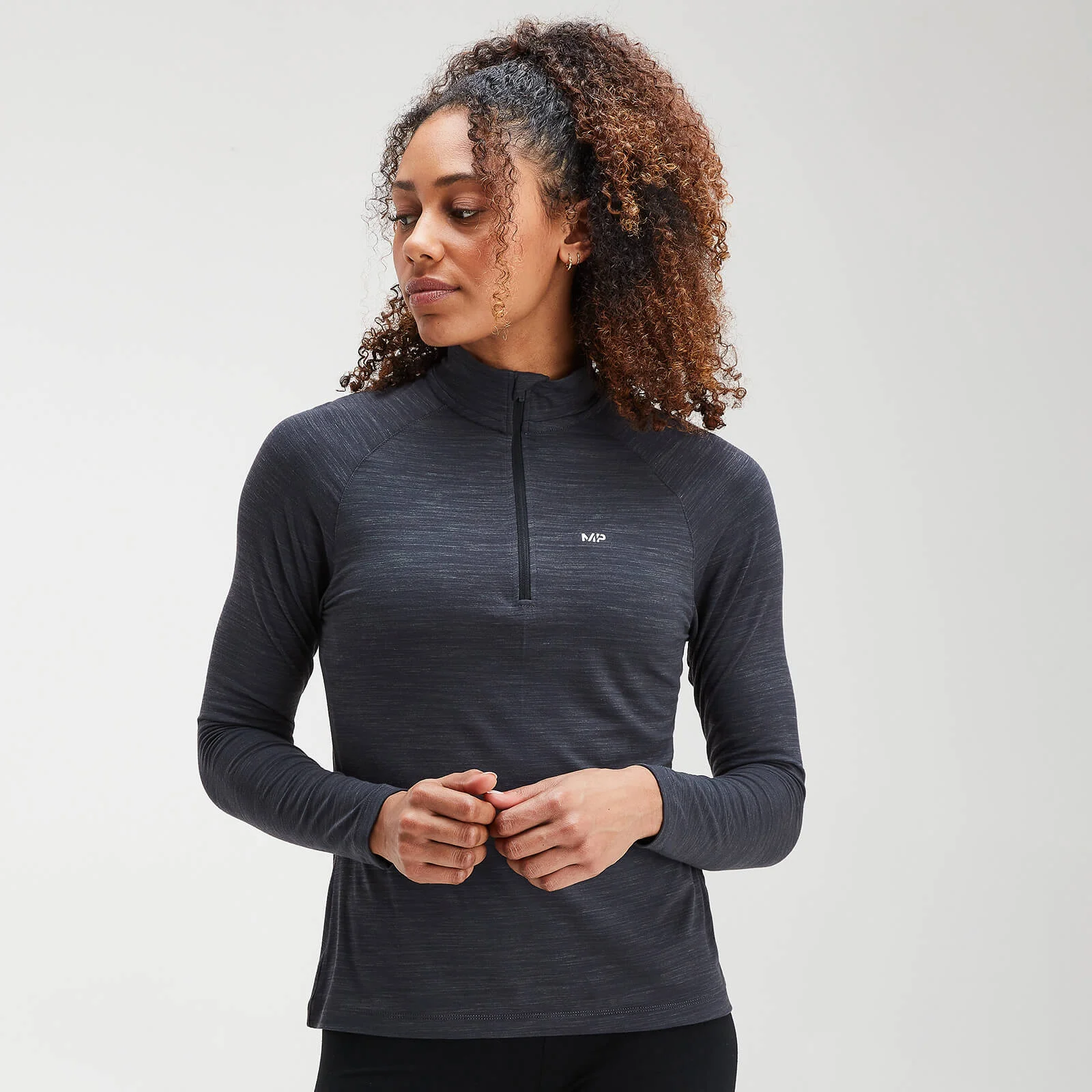 MP Women's Performance Zip Training Top- Musta/Charcoal Marl - Naisten suorituskykyinen vetoketjullinen treenitoppi - XS Image 1