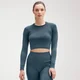 Naisten MP Shape Seamless Ultra Long Sleeve Crop -toppi − Deep Sea Blue