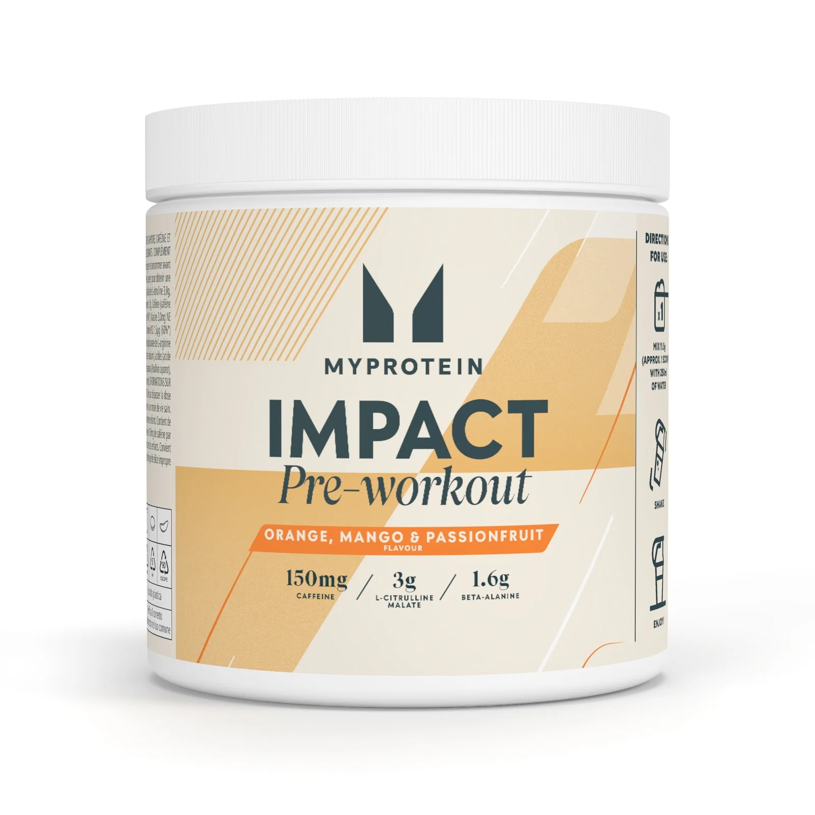 Pre-Workout-sekoitus - 500G - 43annosta - Appelsiini mango passionhedelmä Image 1