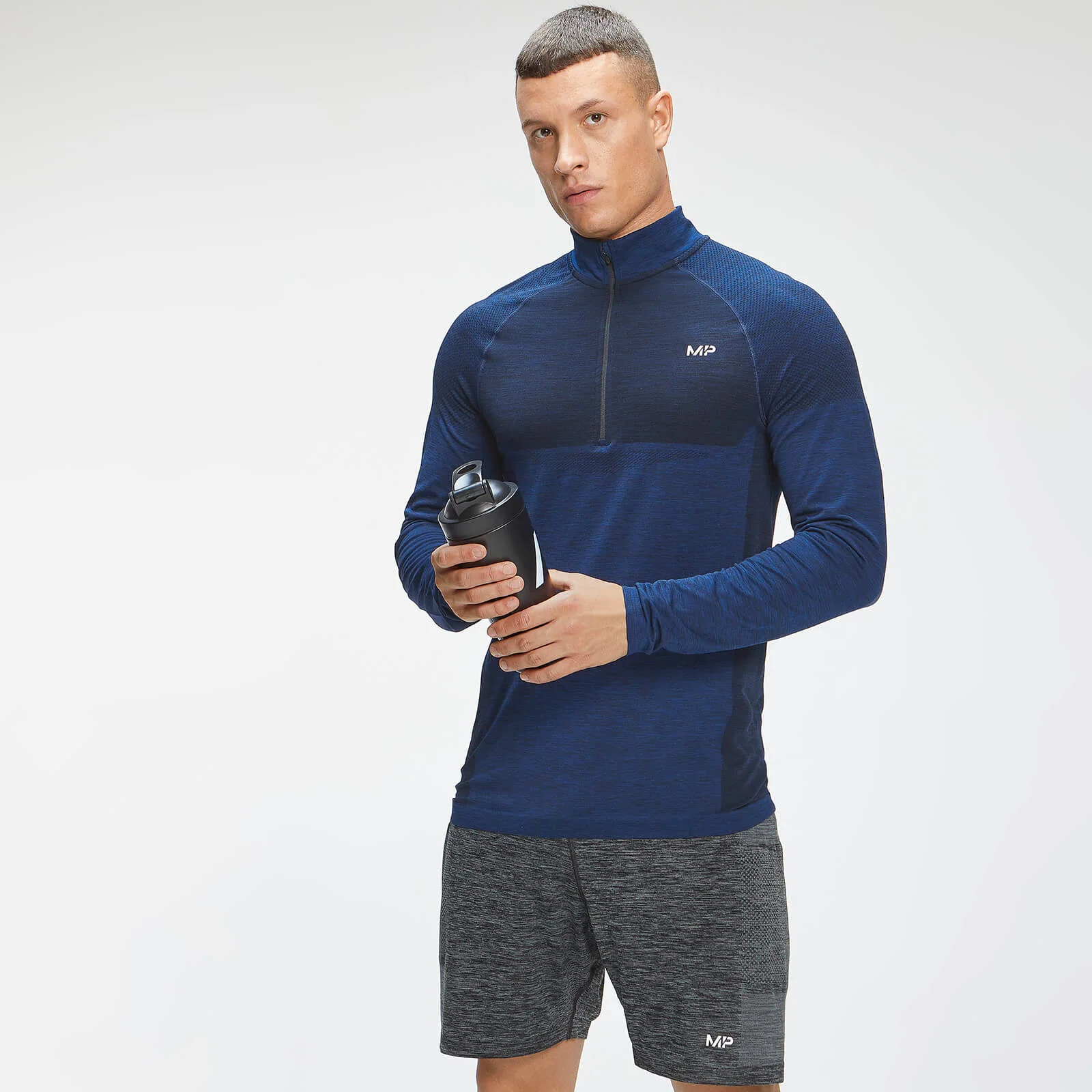 MP Miesten Essential Seamless 1/4 Zip Top - Intense Blue Marl - XXS Image 1