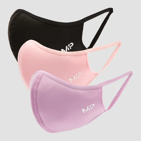 MP Curve Mask (3 kpl:n pakkaus) – Musta / Pelargonin pinkki / liila