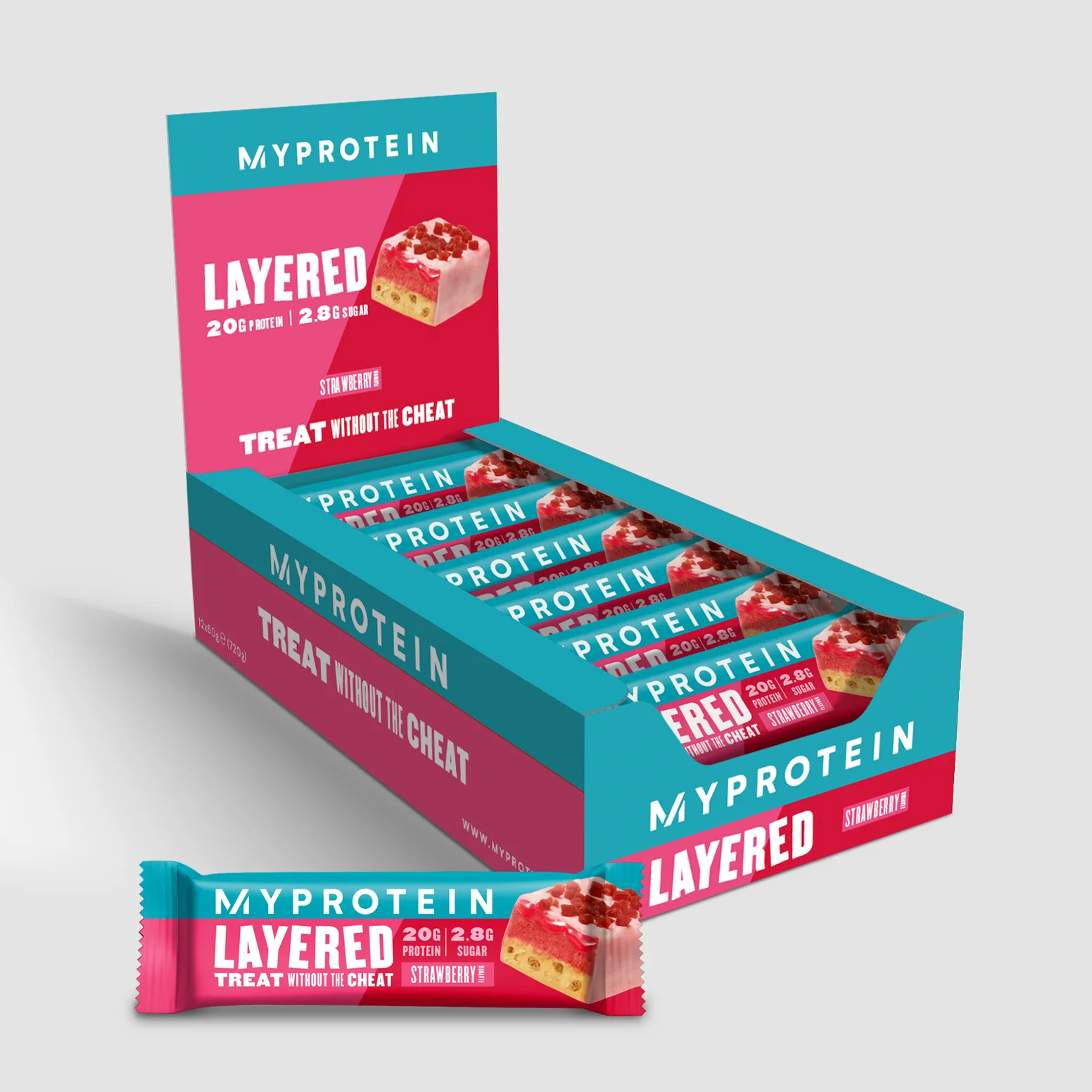 6 Layer Bar proteiinipatukka - 12 x 60g - Mansikka Image 1