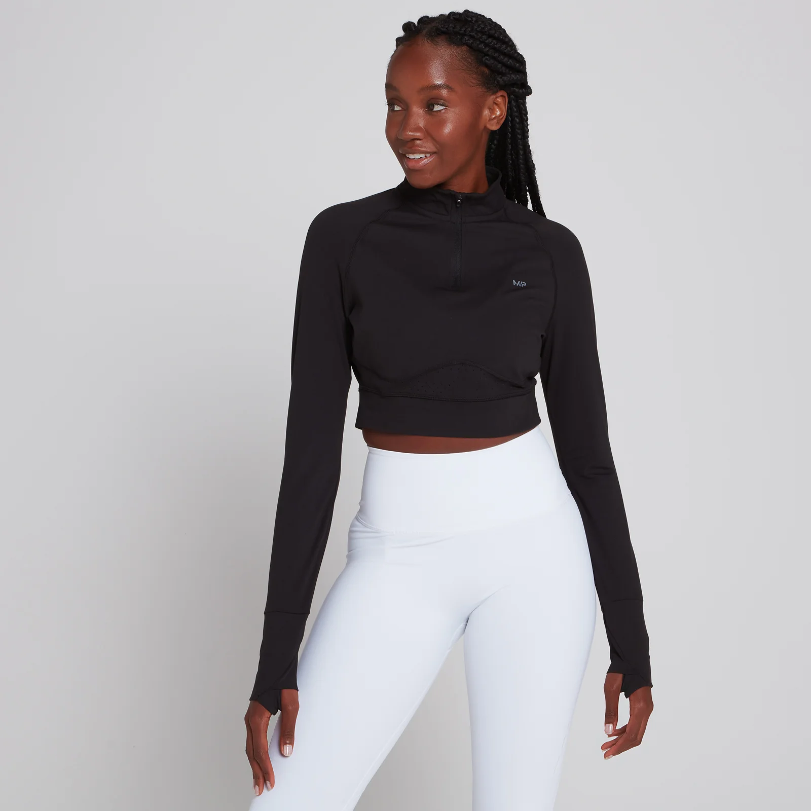 MP Naisten Power Ultra Cropped ¼-vetoketjullinen toppi – Musta - XXS Image 1