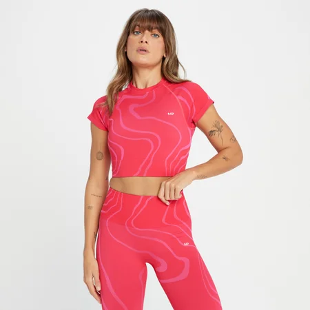 Naisten lyhyt saumaton MP Tempo Wave -toppi – Rouge red