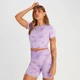 Naisten lyhyt saumaton lyhythihainen MP Shape -t-paita – solmuvärjätty violetti
