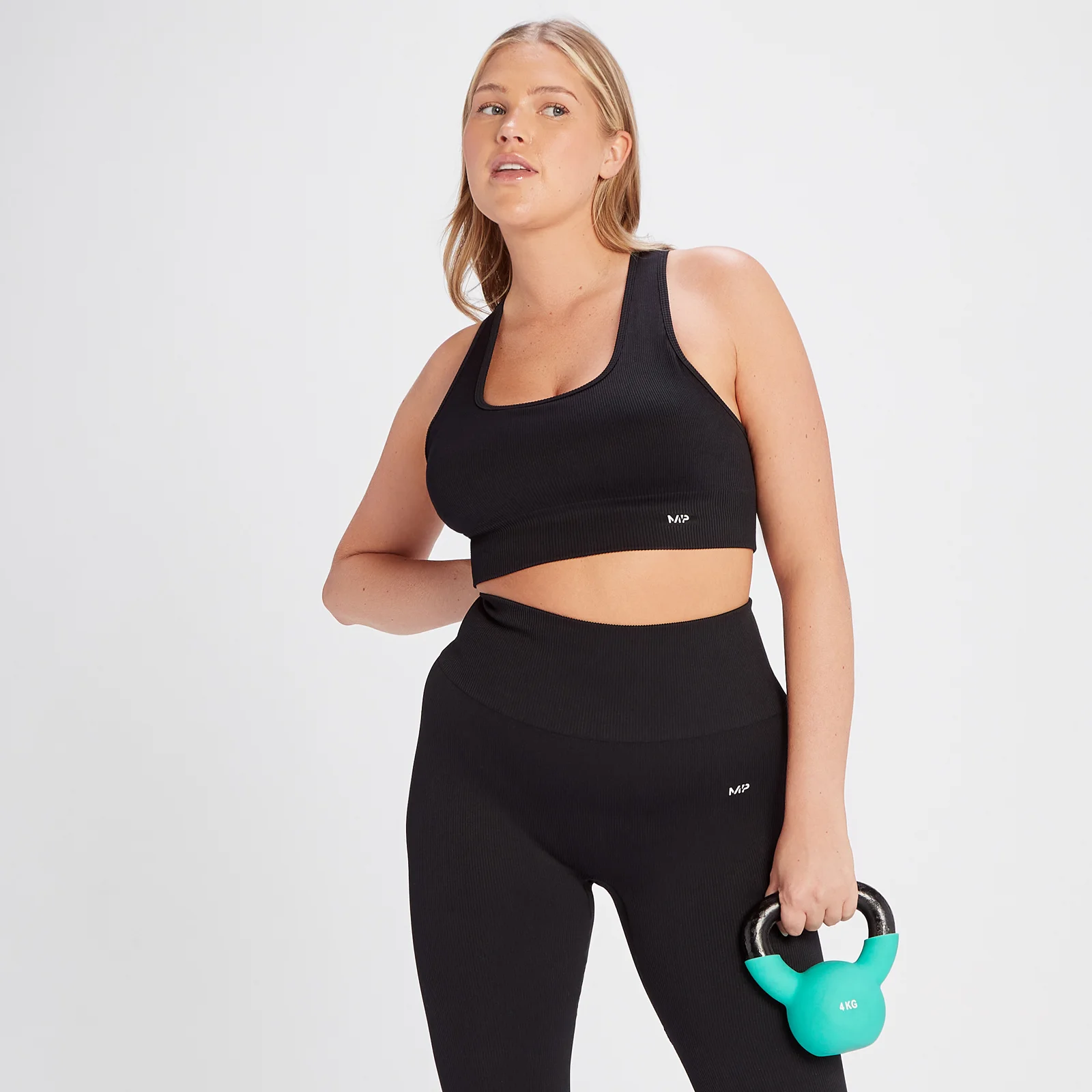 Naisten MP Tempo Rib -saumattomat rintaliivit – musta - XS Image 1