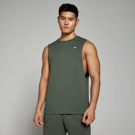 Miesten MP Rest Day -tanktoppi syvillä käsiaukoilla – timjami