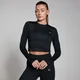 Naisten lyhennetty pitkähihainen MP Training Body Fit -t-paita – musta