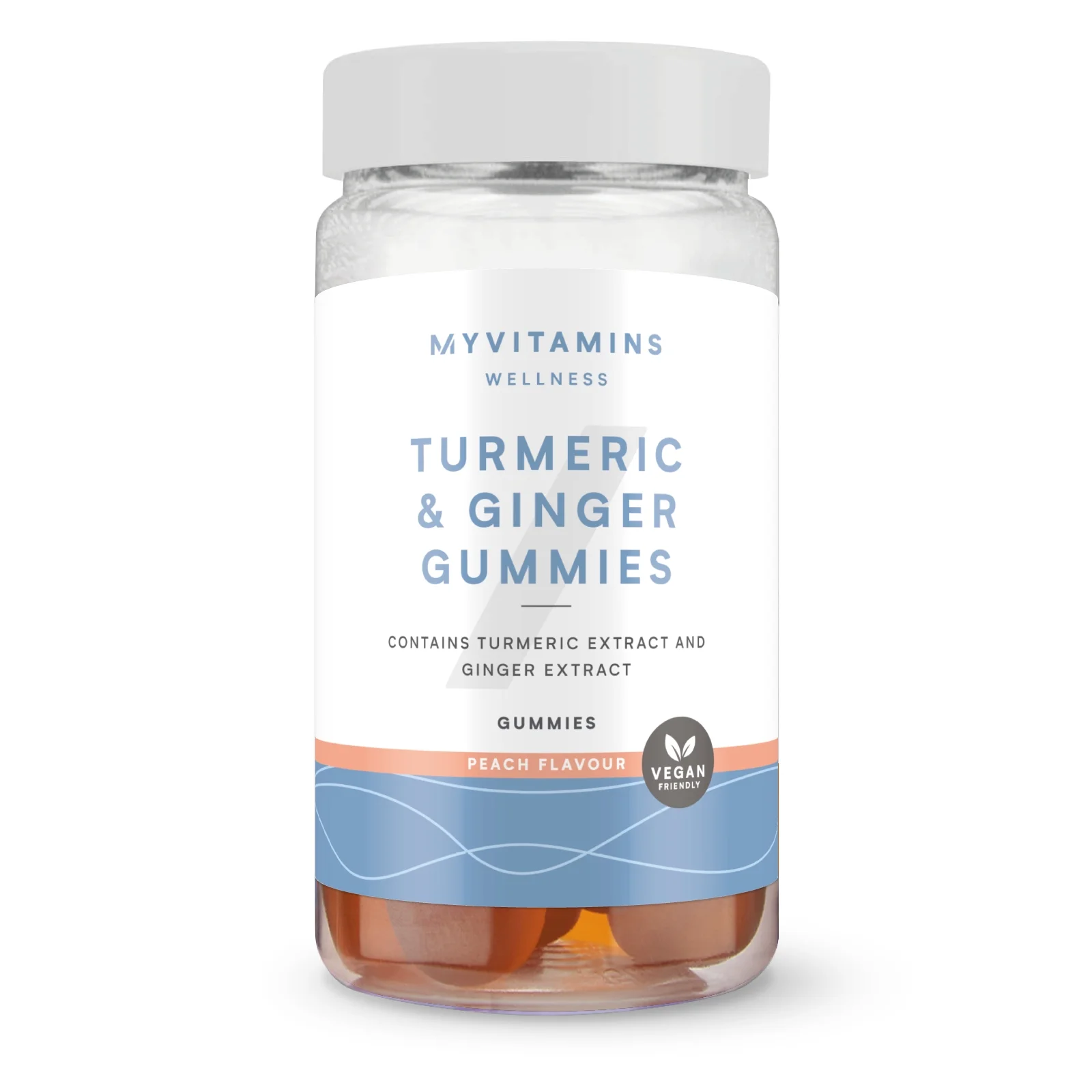 Turmeric & Ginger Gummies - 60GUMMIES, 30annosta - Peach Image 1