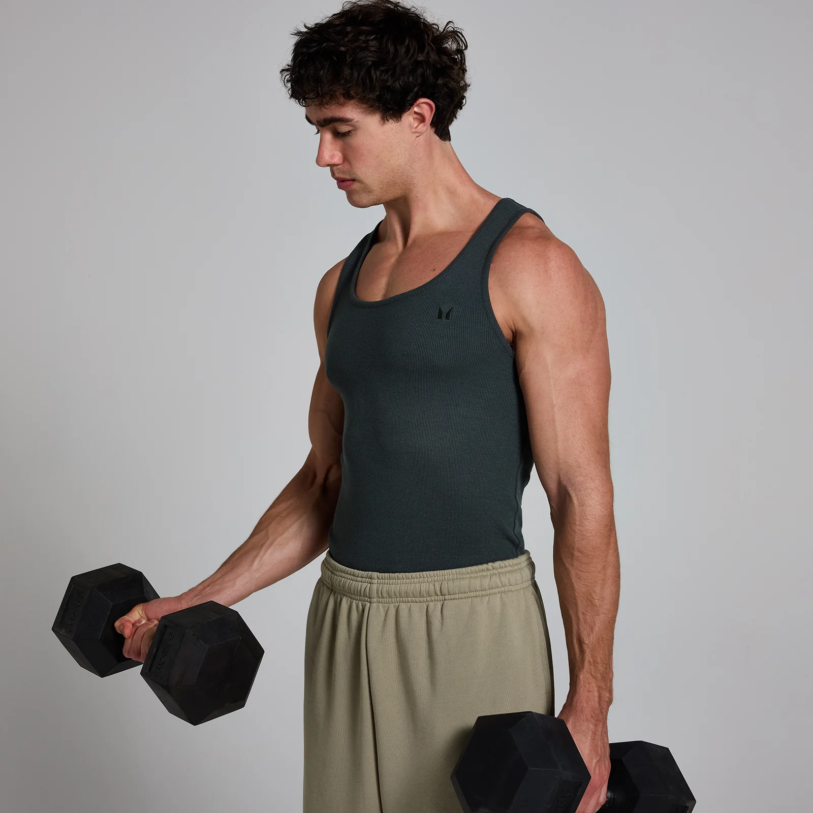 MP Men's Lift Ribbed Muscle Fit Tank - Washed Black - M Image 1