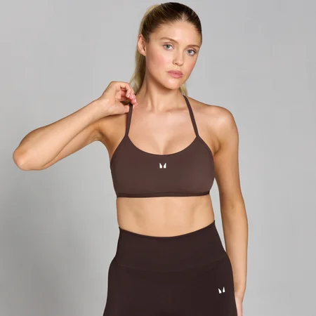 Naisten MP Tempo nauhaolkaimelliset urheilurintaliivit – Suklaa