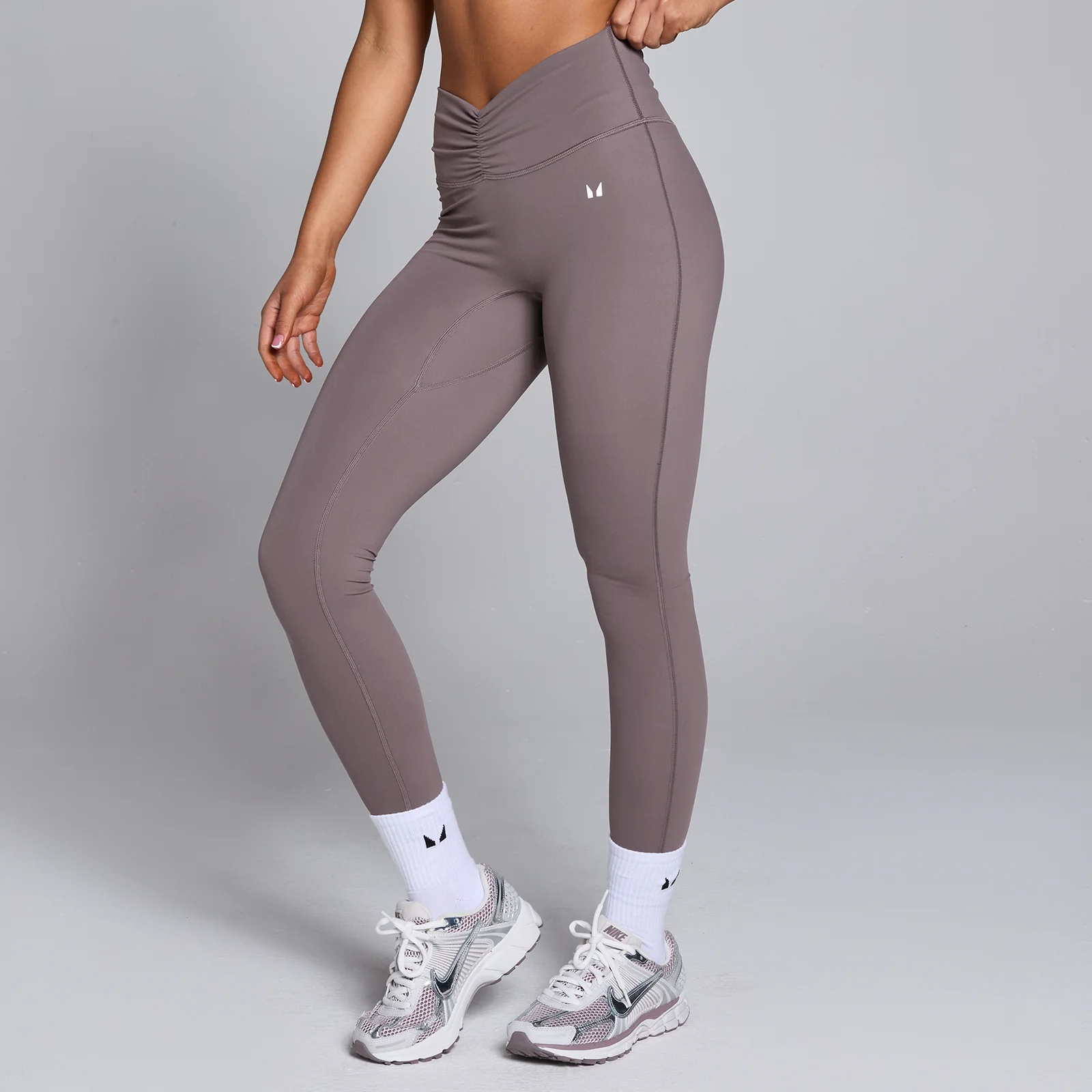 Naisten MP Tempo -leggingsit rypytetyllä etuosalla – mokanruskea - L Image 1