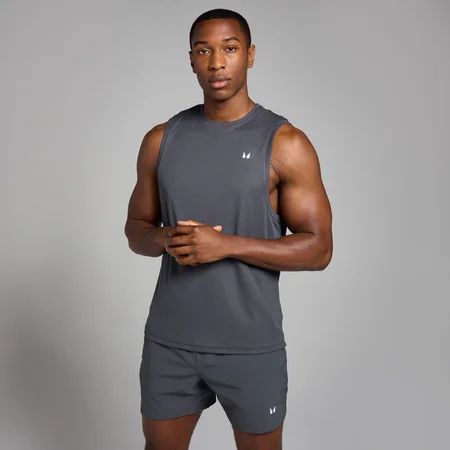 Miesten ruudullinen MP Active hihaton treenipaita − Dark Grey
