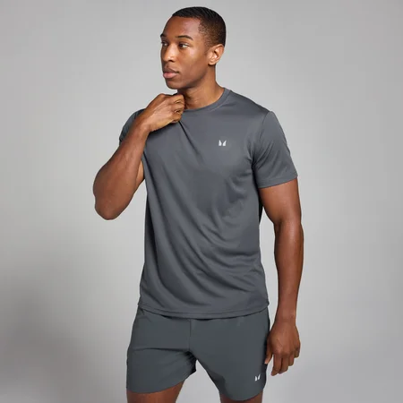 Miesten ruudullinen MP Active -treeni-t-paita − Dark Grey