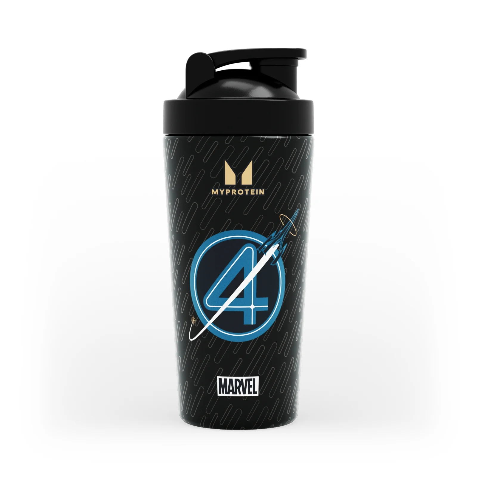 Metallinen Fantastic Four -aiheinen MyProtein-juomasekoitin – Musta Image 1