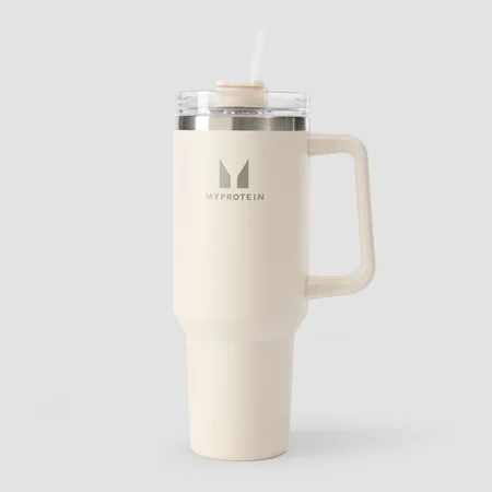 Myprotein Metallinen Sivukahvallinen Pillipullo 1200ml - Luonnonvalkoinen