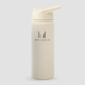 Kierrätysmetallinen Myprotein-pullo läpällisellä pillikannella, 500 ml – luonnollisen kermanvalkoinen - Colour Natural Cream
