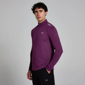 Miesten verkkokankainen MP Active -paita 1/4-vetoketjulla - Plum - Size S