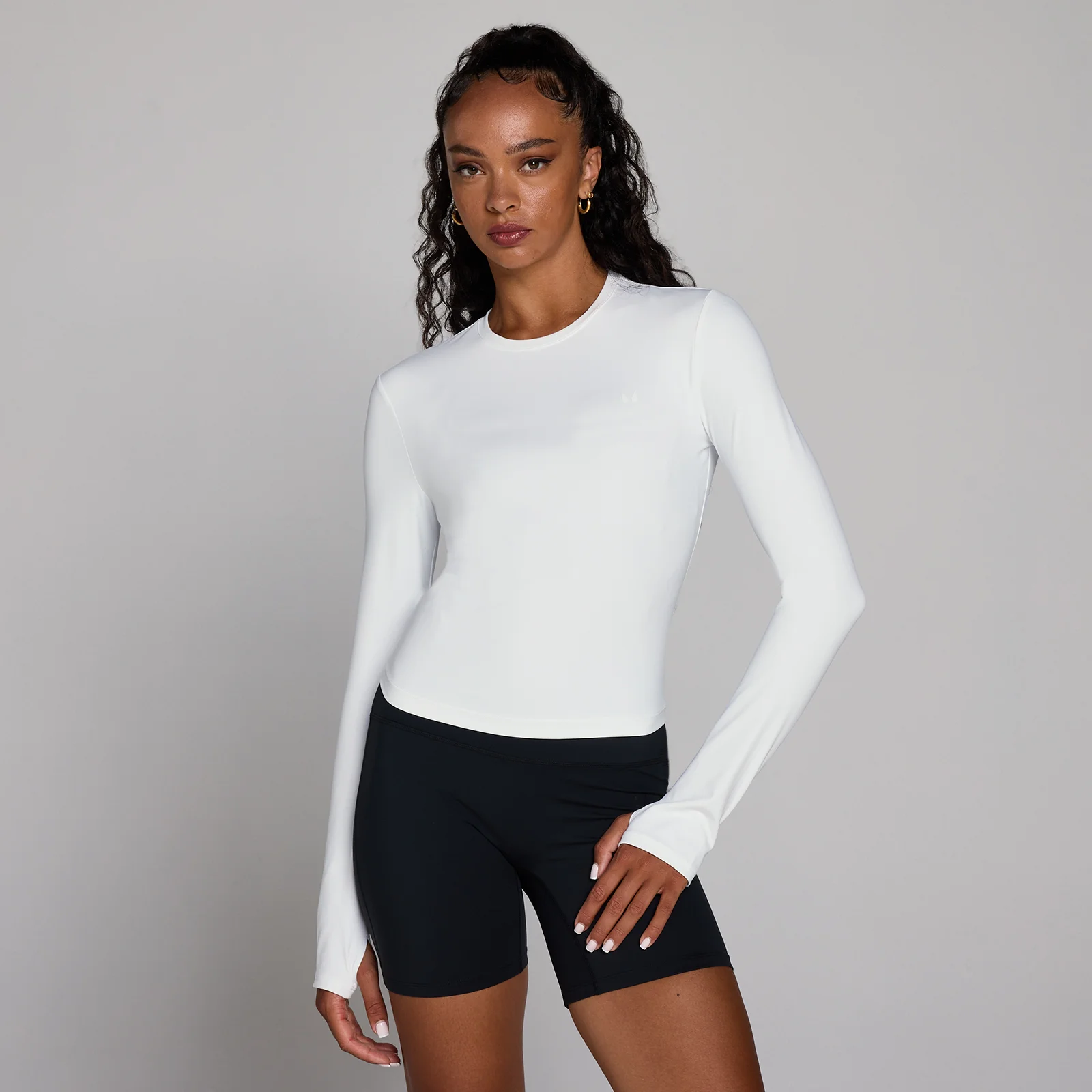 MP Women's Tempo Long Sleeve Top With Thumbholes - White - White - XL Image 1