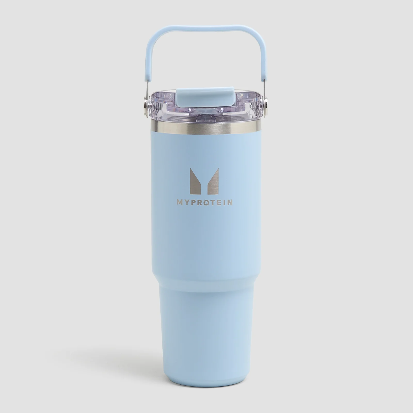 Myprotein Kierrätetty Metallijuomapullo Kantokahvalla ja Pillillä 900 ml - Vaaleansininen Image 1