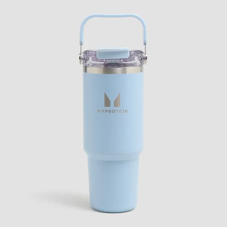 Myprotein Kierrätetty Metallijuomapullo Kantokahvalla ja Pillillä 900 ml - Vaaleansininen