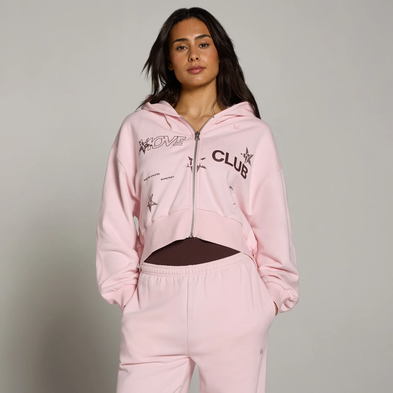 MP Naisten Move Club Graafinen Kevyt Loopback Vetoketjullinen Huppari - Blush - L Image 1