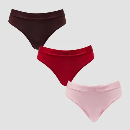 MP Naisten Keskikorkeat Bikini-alushousut (3-pakkaus) - Blush/Ruusunpunainen/Fudge