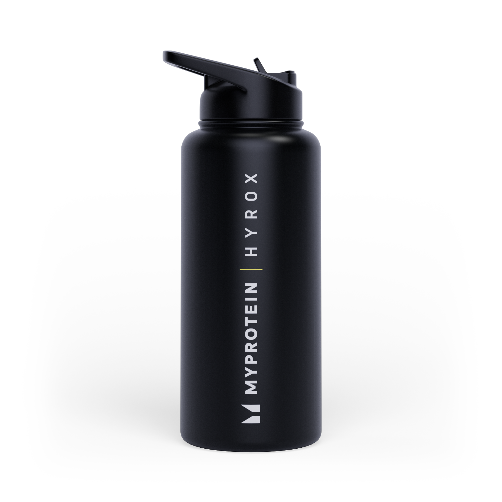 Myprotein Hyrox Kierrätetty Metalli Juomapullo Kääntöpillillä 1L - Musta Image 1