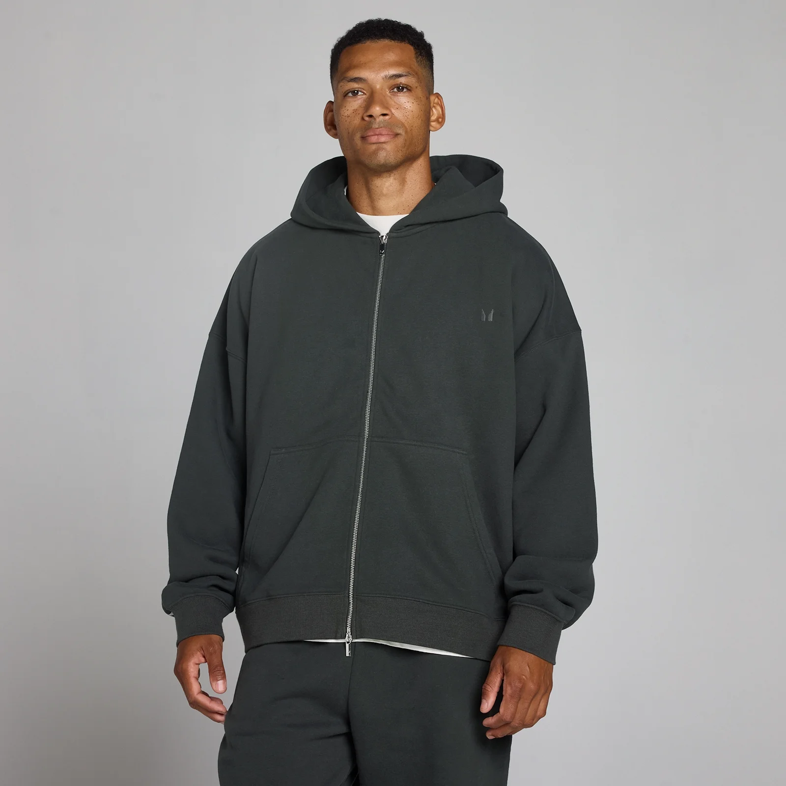 MP miesten oversized loopback-huppari 2-suuntaisella vetoketjulla - Pesty musta - M Image 1