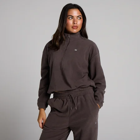 MP naisten suppilokauluksinen 1/4-vetoketjullinen fleece-paita - Kaakao