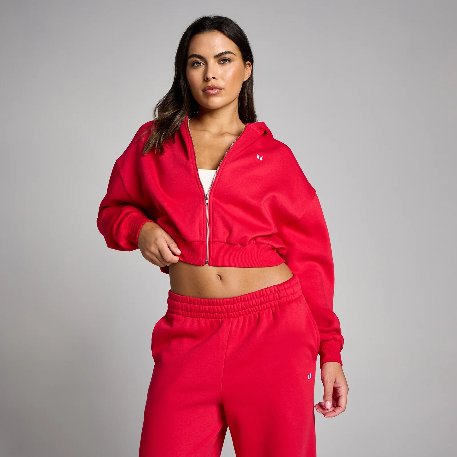 MP Naisten Basic Zip Through Cropped Huppari - Chilli - XS Image 1