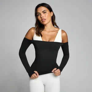 MP Naisten Tempo Off The Shoulder LS Top - Musta - Size S
