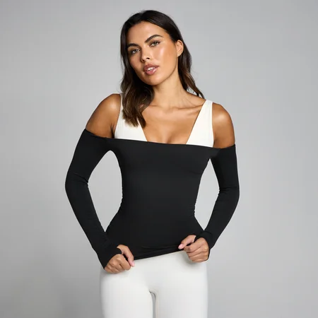 MP Naisten Tempo Off The Shoulder LS Top - Musta
