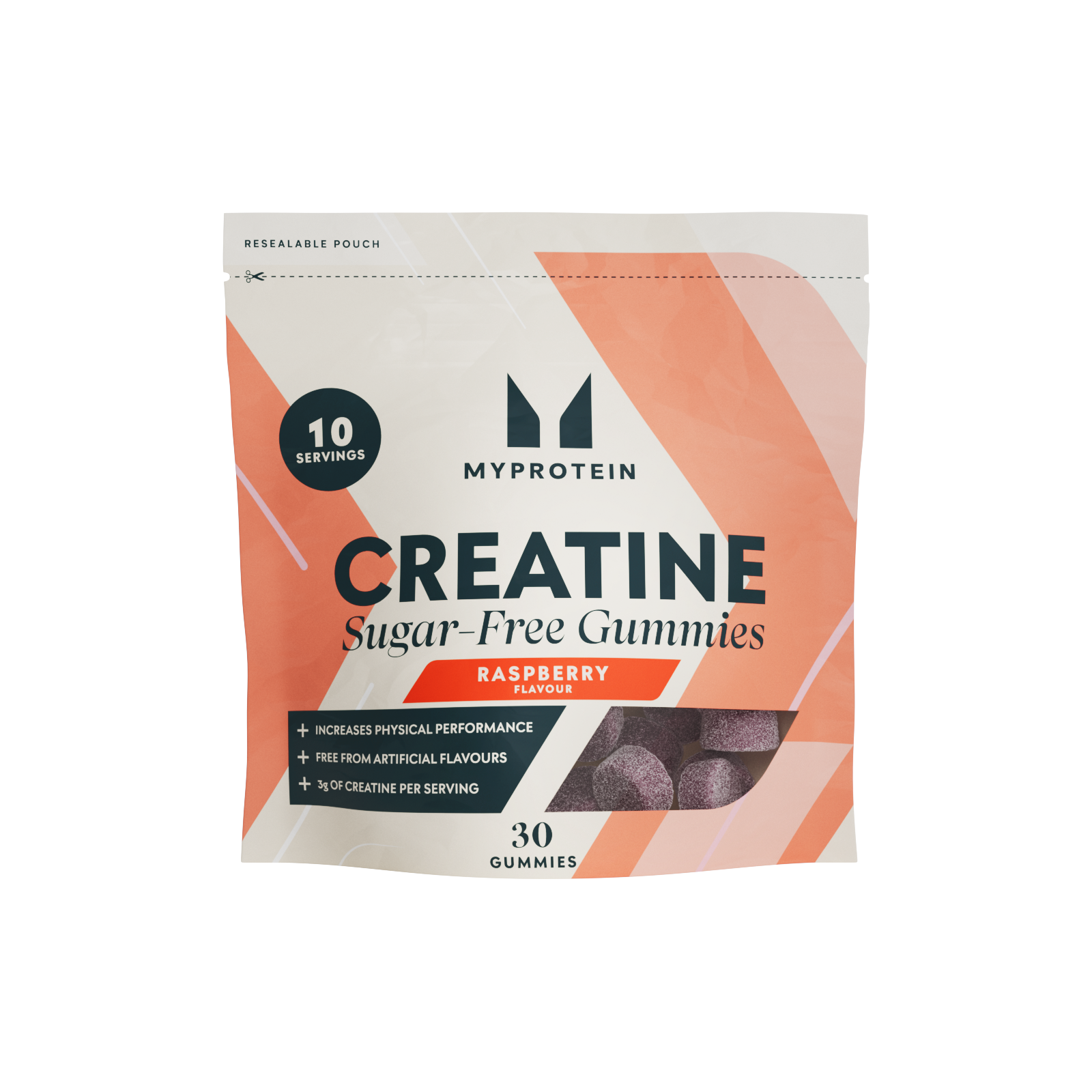 Kreatiini Gummies - 30 Gummies - 10annosta - Raspberry (Sugar-Free) Image 1