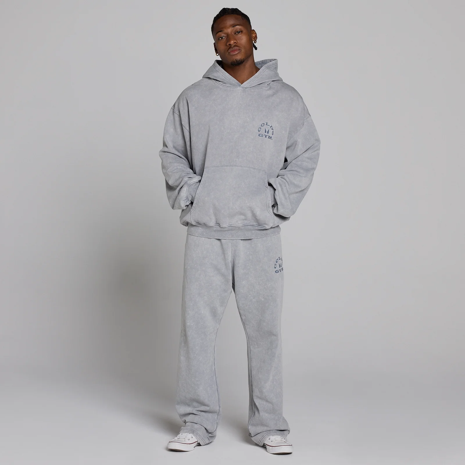 MP X Gold's Miesten Washed Graphic Oversized Huppari - Steel Blue - L Image 5