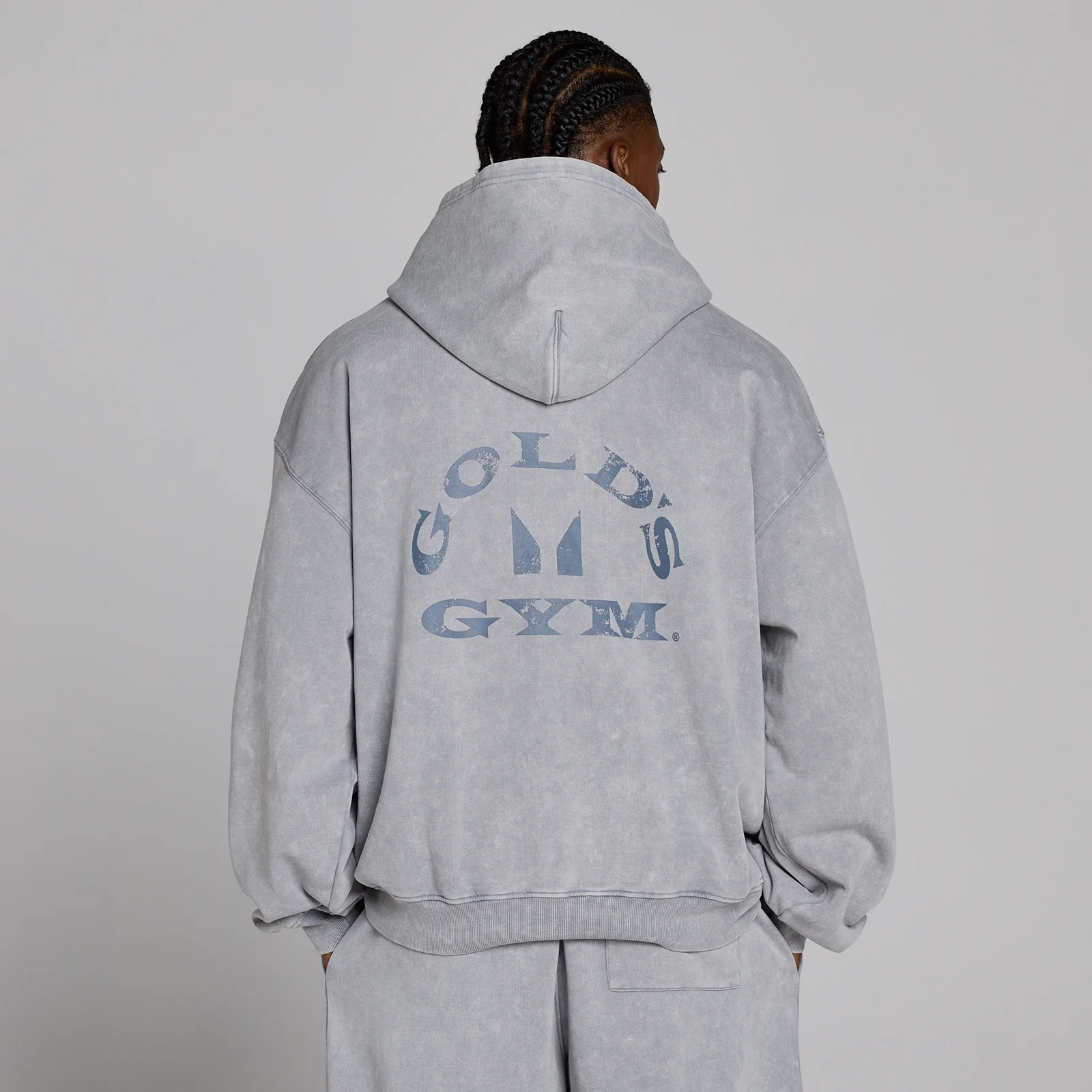 MP X Gold's Miesten Washed Graphic Oversized Huppari - Steel Blue - L Image 4