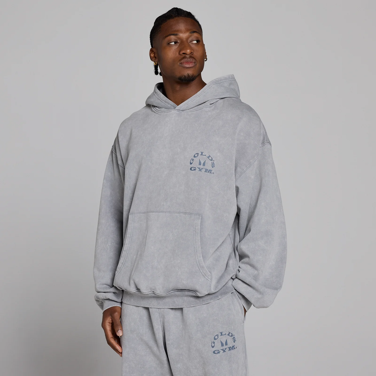 MP X Gold's Miesten Washed Graphic Oversized Huppari - Steel Blue - L Image 3