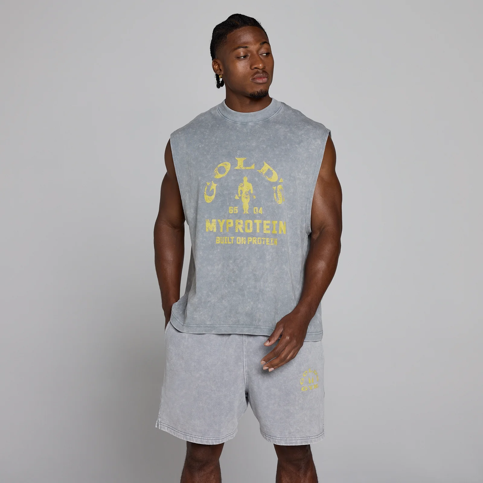 MP X Gold's Miesten Washed Graphic Oversized Tank - Steel Blue - XL Image 3