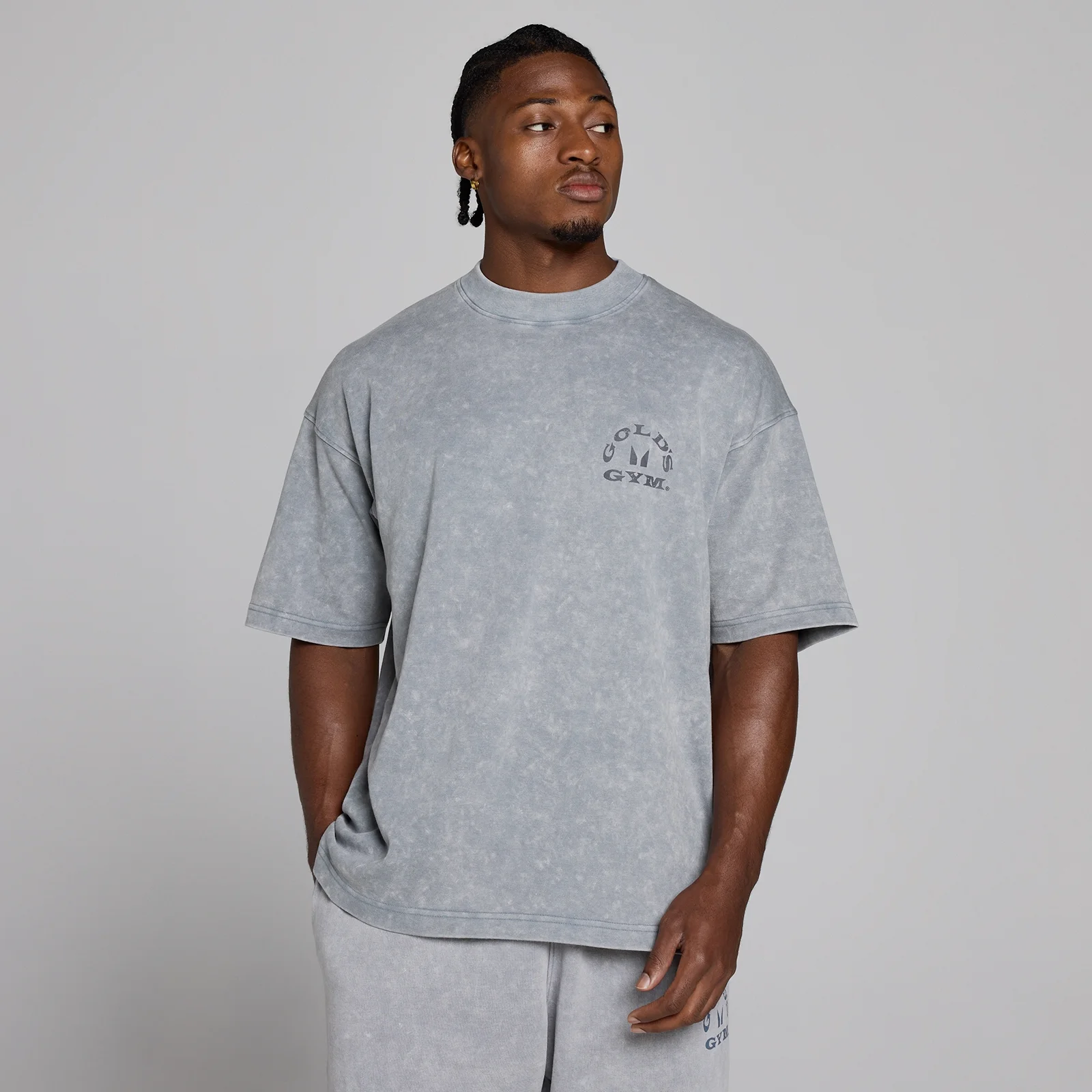 MP X Gold's Miesten Washed Graphic Oversized T-paita - Steel Blue - XS Image 3